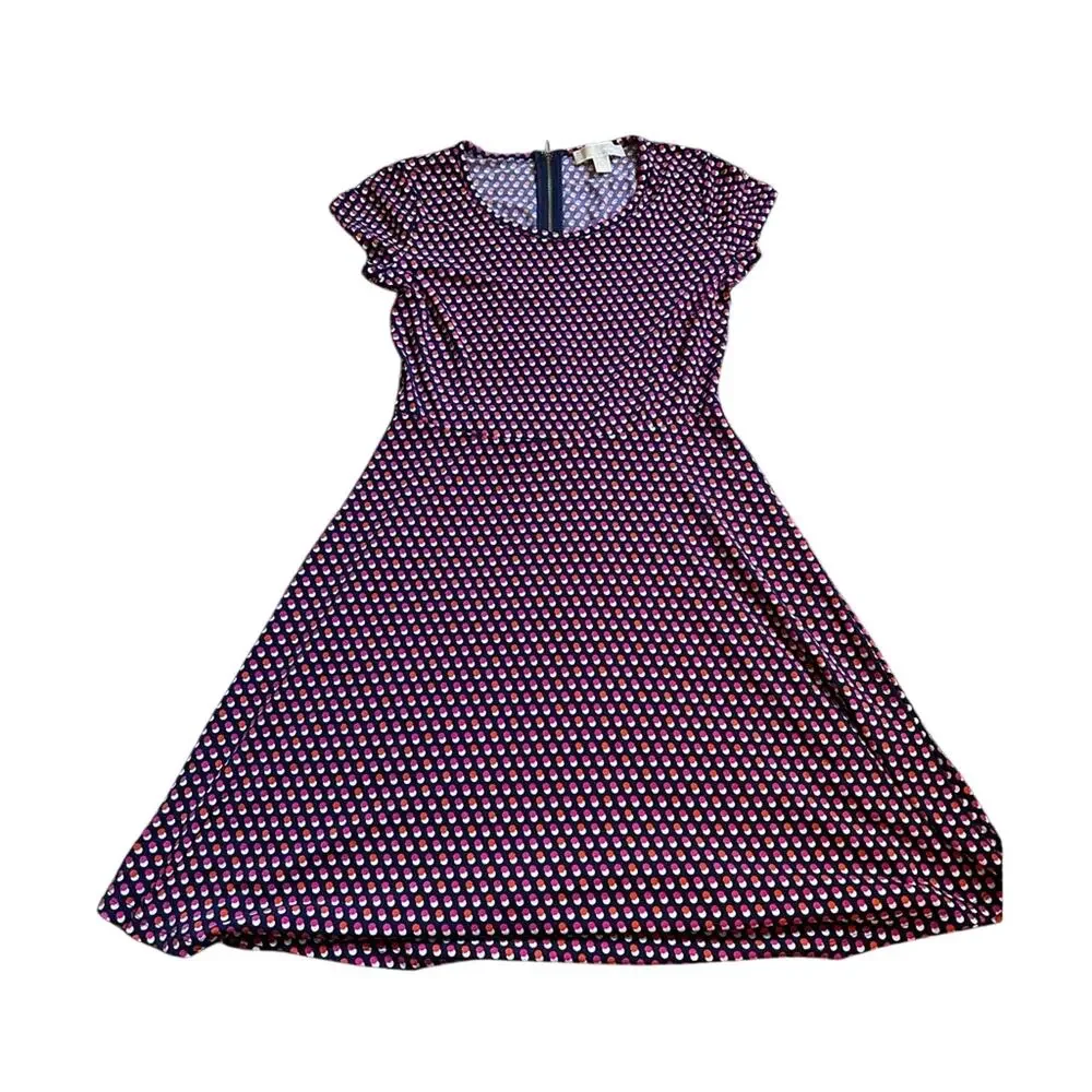 Michael Kors Pink Orange Navy and White A-Line  Dress